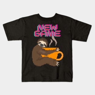 New game, pixeled sloth Kids T-Shirt